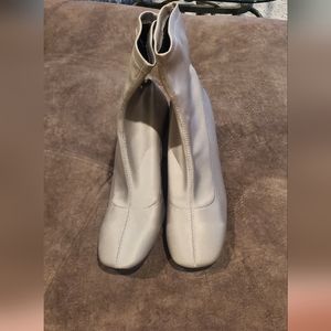 Zara grey satin ankle boots
